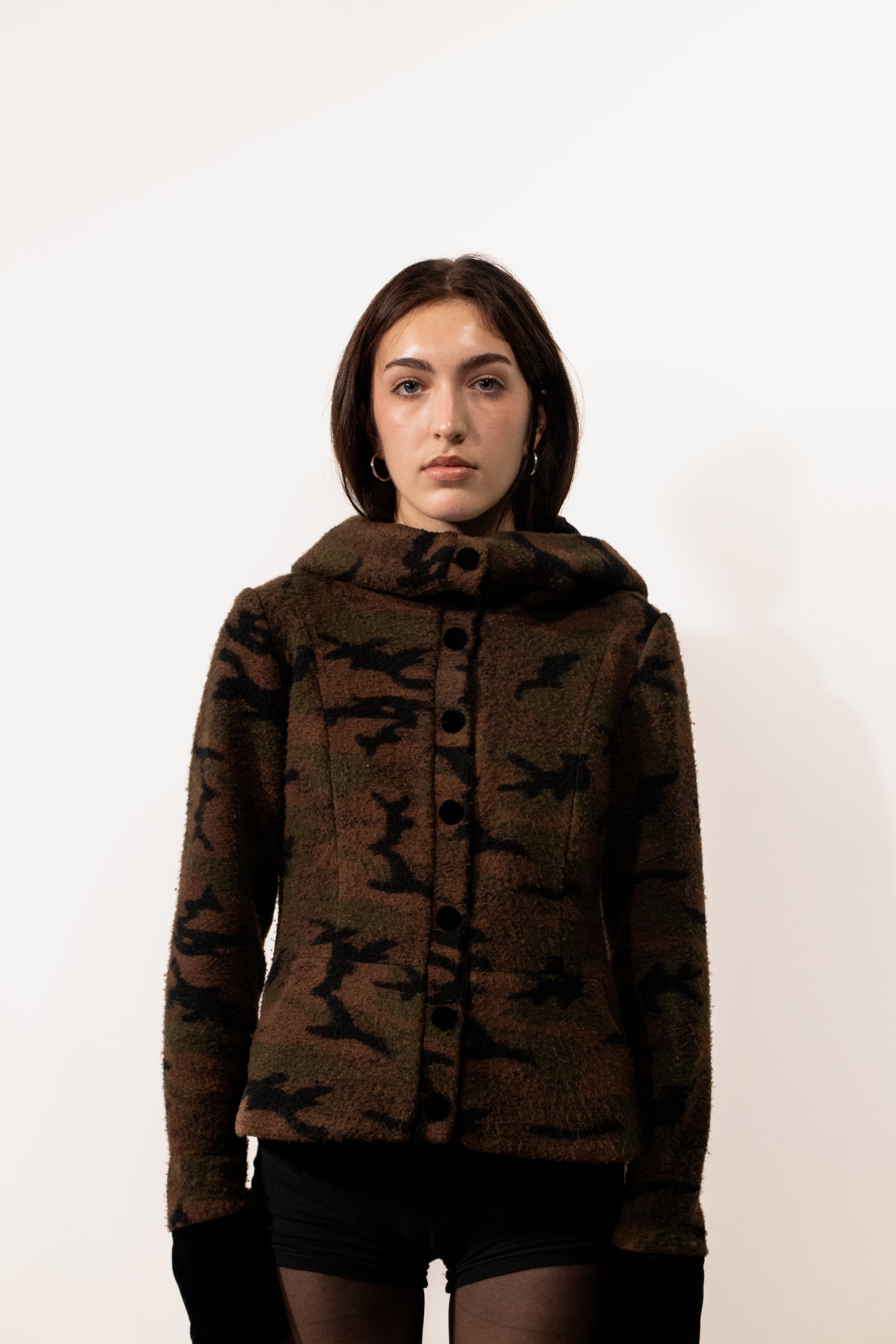 Lili jacket - women's Camouflage Jacket with High Collar